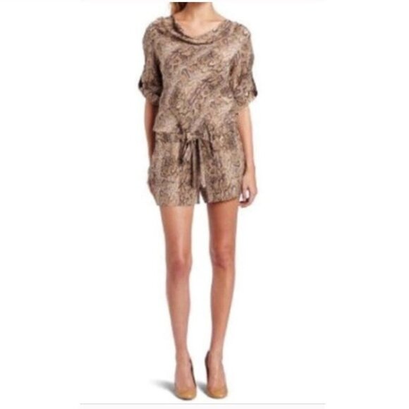 Bcbgmaxazria Romper Marcelle Python Print Silk  Shorts - Picture 2 of 16